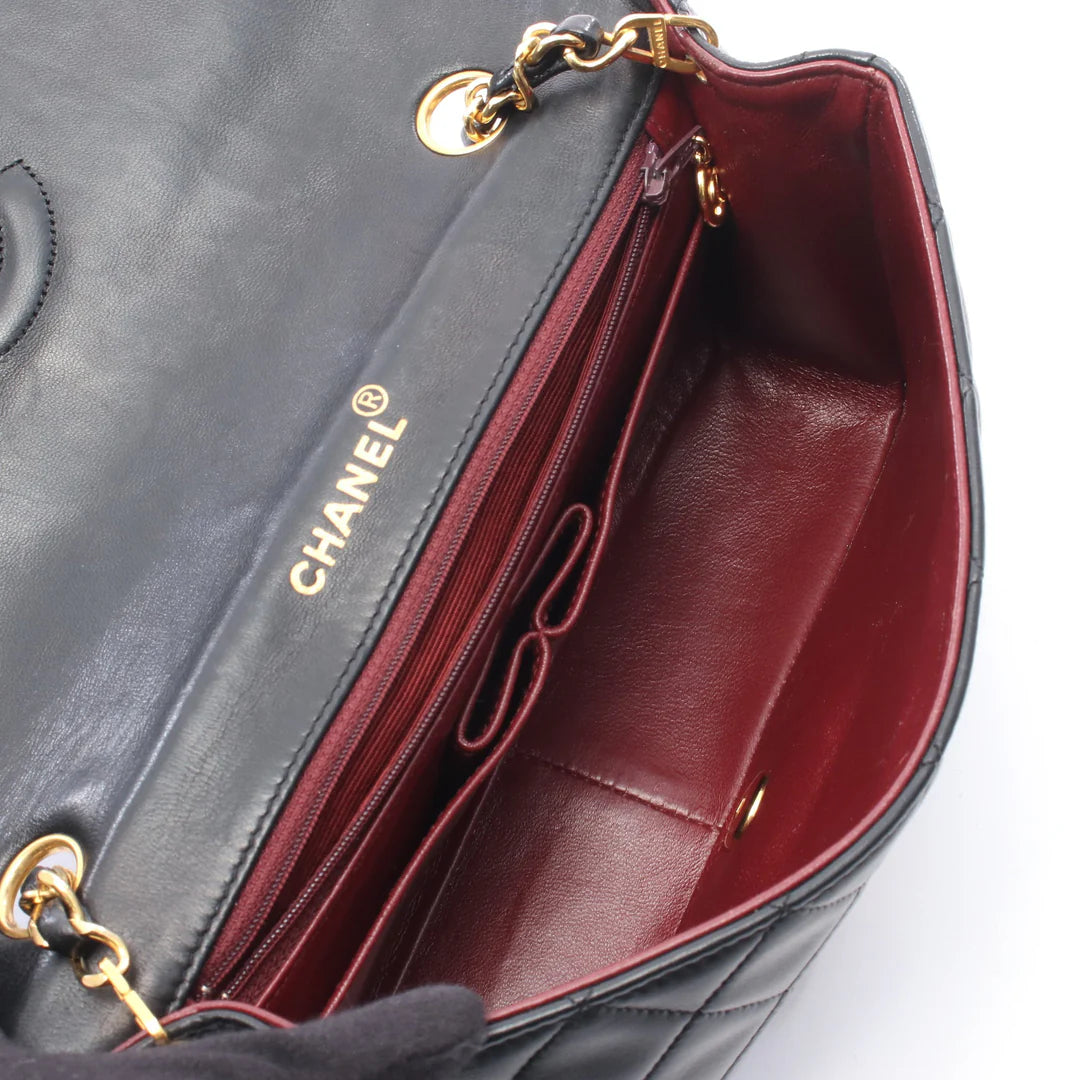 Chanel Full Flap Bag Vintage Lambskin Black Gold Hardware