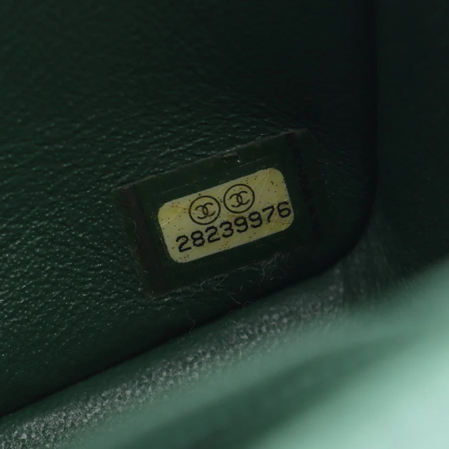 Chanel Mini Matelasse 20 Bag Vintage Lambskin Green Silver Hardware