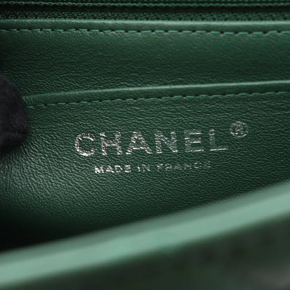 Chanel Mini Matelasse 20 Bag Vintage Lambskin Green Silver Hardware