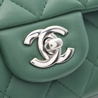 Chanel Mini Matelasse 20 Bag Vintage Lambskin Green Silver Hardware
