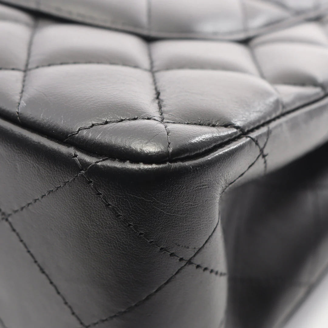 Chanel Jumbo Classic Flap Bag Vintage Lambskin Black Gold Hardware
