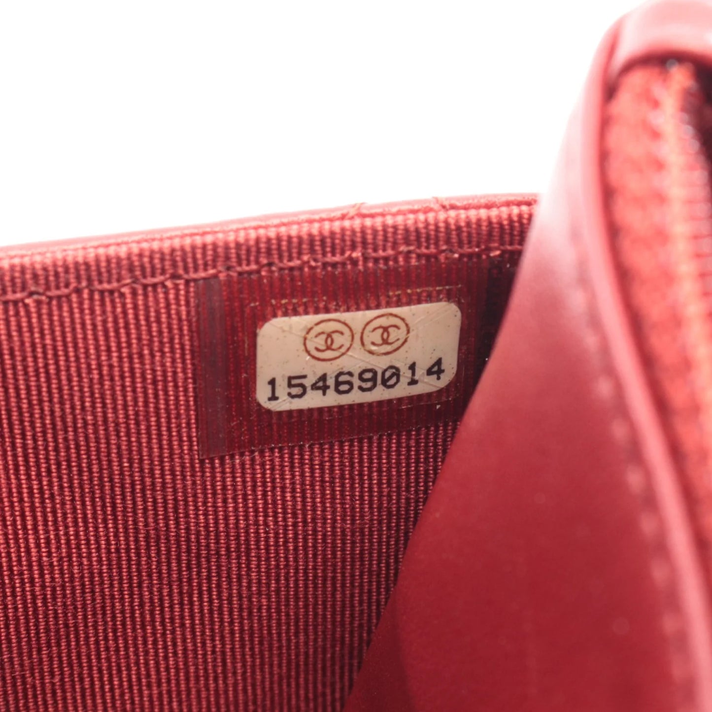 Chanel Wallet On Chain Vintage Bag Lambskin Red Silver Hardware