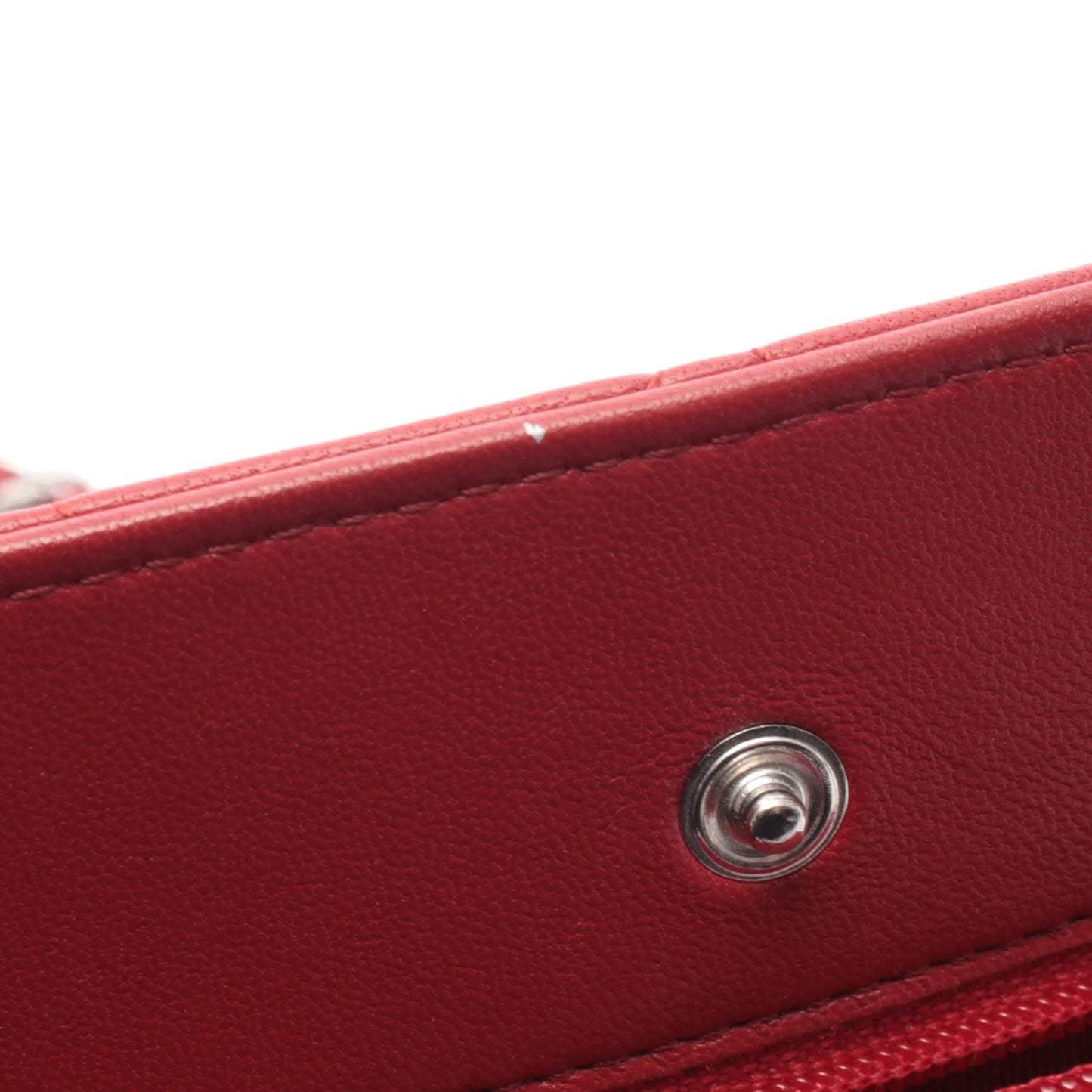 Chanel Wallet On Chain Vintage Bag Lambskin Red Silver Hardware