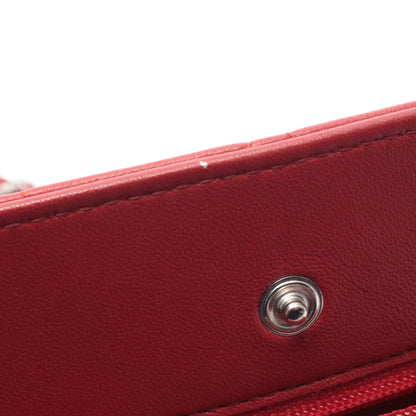 Chanel Wallet On Chain Vintage Bag Lambskin Red Silver Hardware