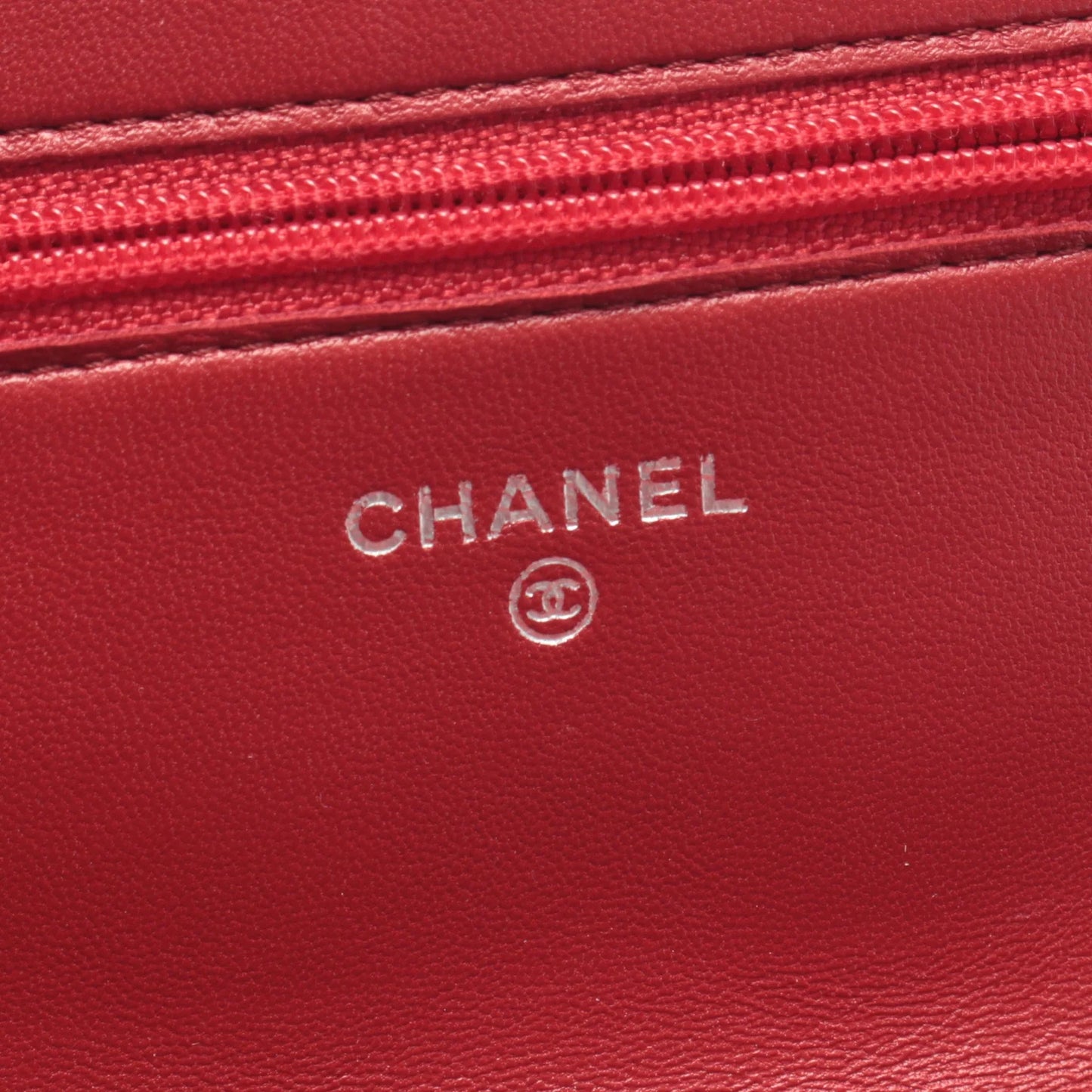 Chanel Wallet On Chain Vintage Bag Lambskin Red Silver Hardware