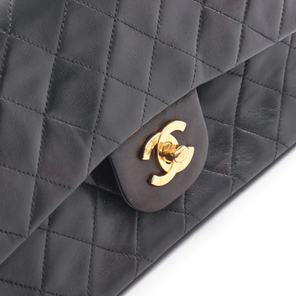Chanel Classic Flap Bag Vintage Small Lambskin Black Gold Hardware