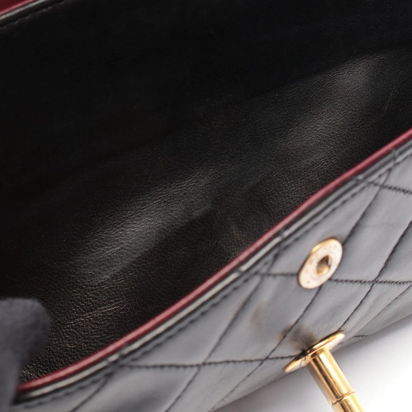 Chanel Classic Flap Bag Vintage Small Lambskin Black Gold Hardware