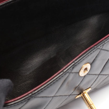 Chanel Classic Flap Bag Vintage Small Lambskin Black Gold Hardware