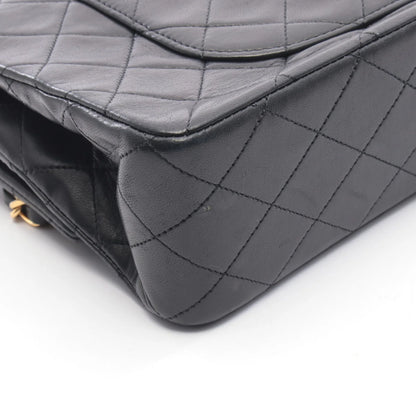 Chanel Classic Flap Bag Vintage Medium Lambskin Black Gold Hardware