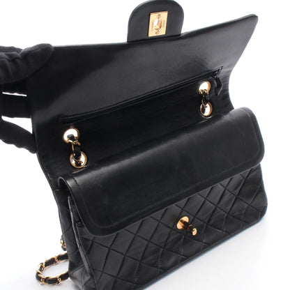 Chanel Classic Flap Bag Vintage Medium Lambskin Black Gold Hardware