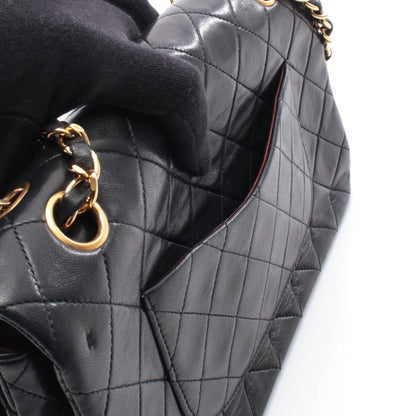 Chanel Classic Flap Bag Vintage Medium Lambskin Black Gold Hardware