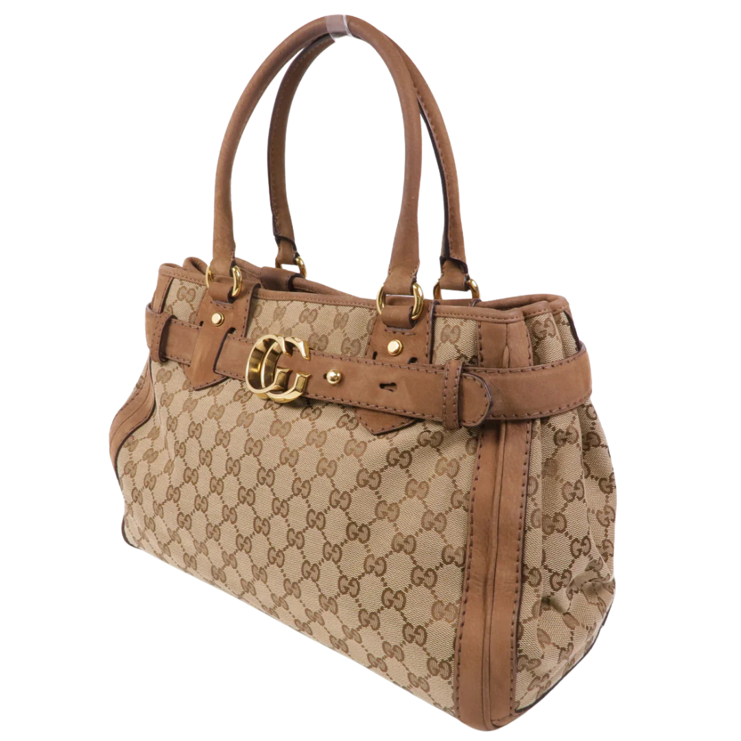 Gucci GG Handbag Canvas Brown