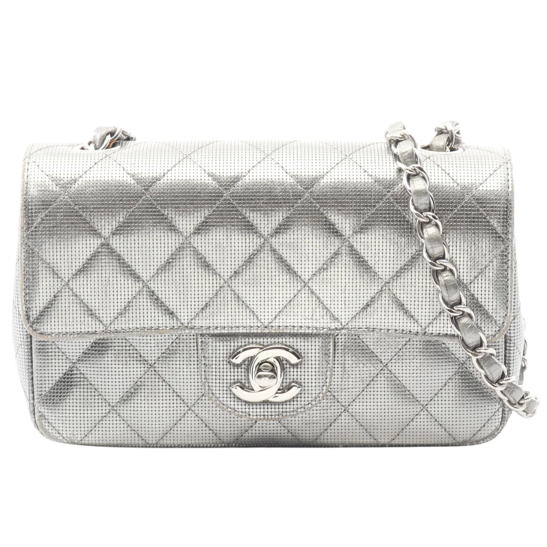 Chanel Mini Matelasse 20 Bag Vintage Leather Silver