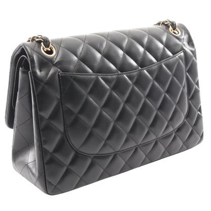 Chanel Jumbo Classic Flap Bag Vintage Lambskin Black Gold Hardware
