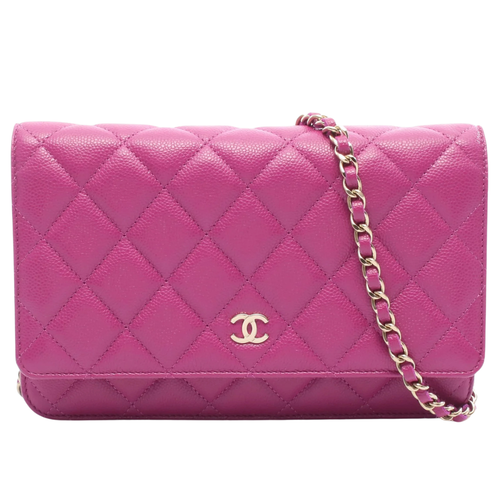 Chanel Wallet On Chain Vintage Bag Caviar Pink Purple Gold Hardware