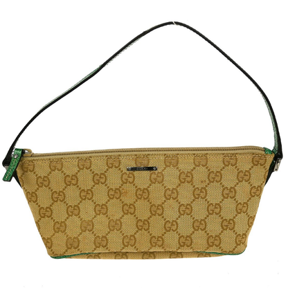 Gucci Boat Pochette Vintage Bag Beige Green