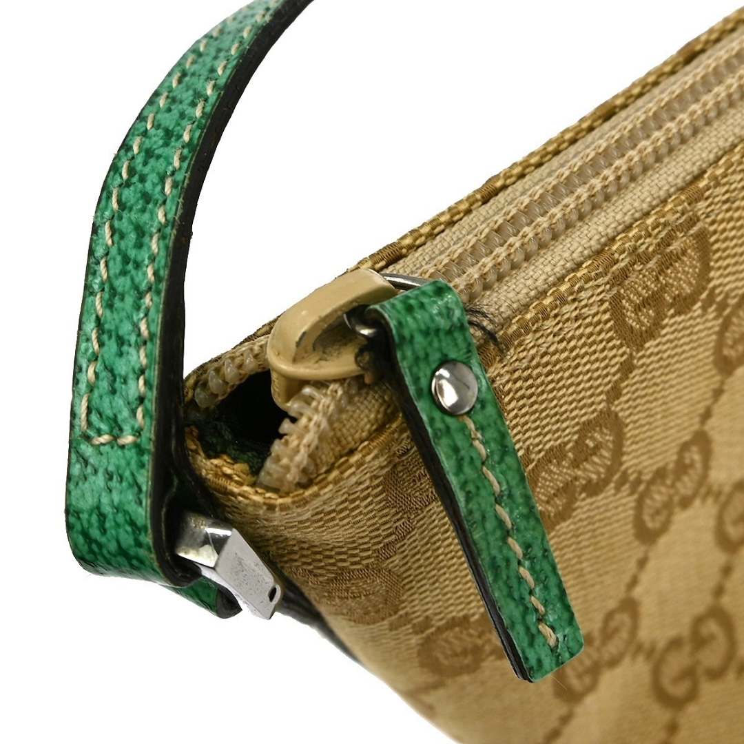 Gucci Boat Pochette Vintage Bag Beige Green