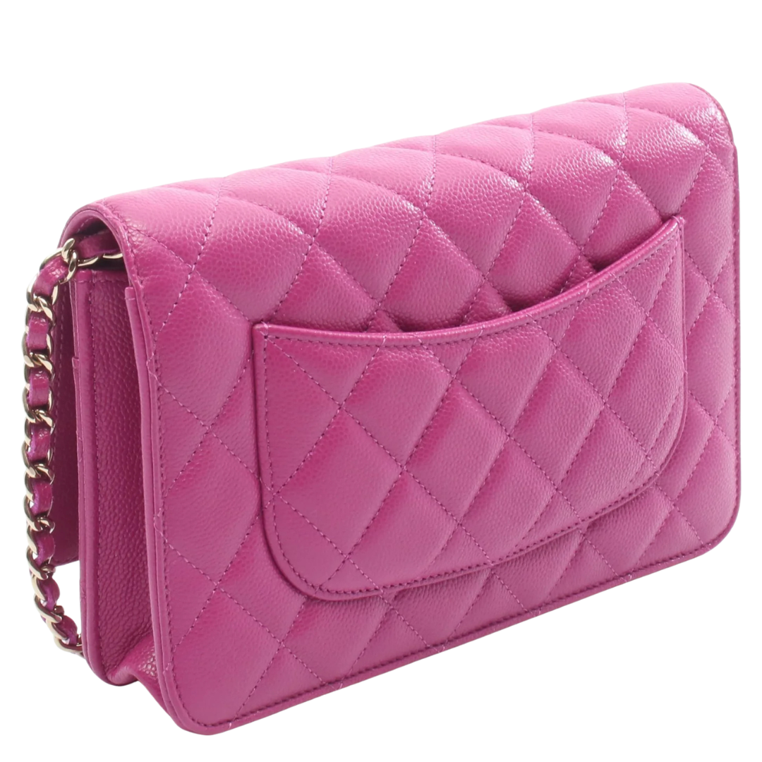 Chanel Wallet On Chain Vintage Bag Caviar Pink Purple Gold Hardware