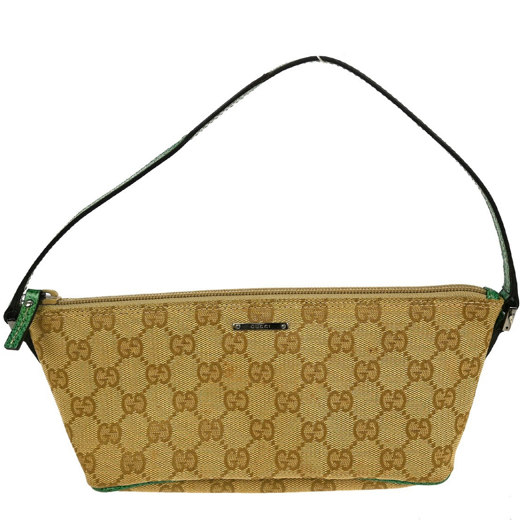 Gucci Boat Pochette Vintage Bag Beige Green