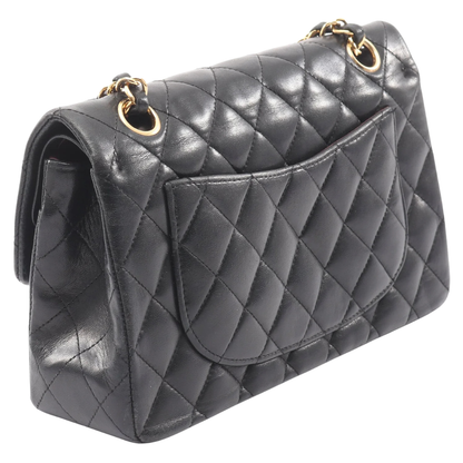 Chanel Classic Flap Bag Vintage Small Lambskin Black Gold Hardware