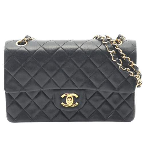 Chanel Classic Flap Bag vintage Small Lambskin Black Gold Hardware