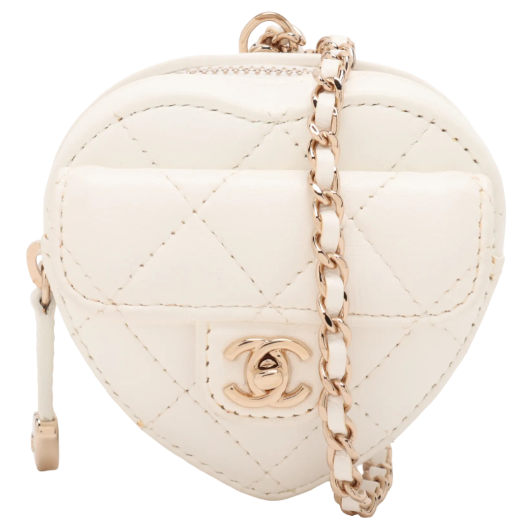 Chanel CC in Love Clutch Vintage Bag White