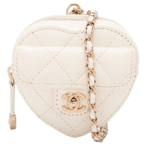 Chanel CC in Love Clutch Vintage Bag White