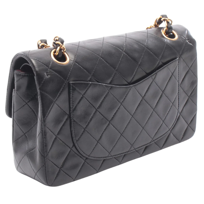 Chanel Classic Flap Bag Vintage Small Lambskin Black Gold Hardware