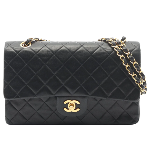 Chanel Classic Flap Bag Vintage Medium Lambskin Black