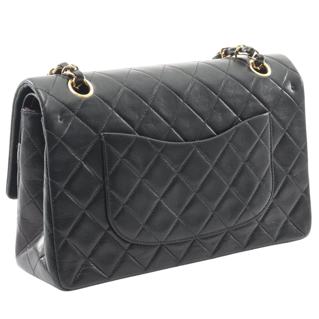 Chanel Classic Flap Bag Vintage Medium Lambskin Black