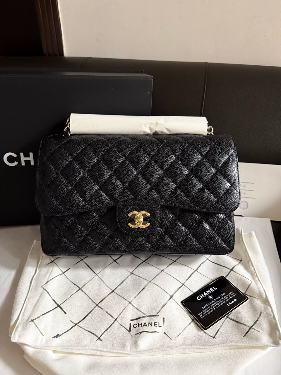 CHANEL Classic Flap Jumbo in Black Caviar GHW - series 19 Pre-Order