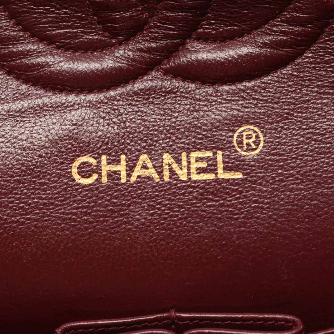 Chanel Classic Flap Bag Vintage Medium Lambskin Black Gold Hardware