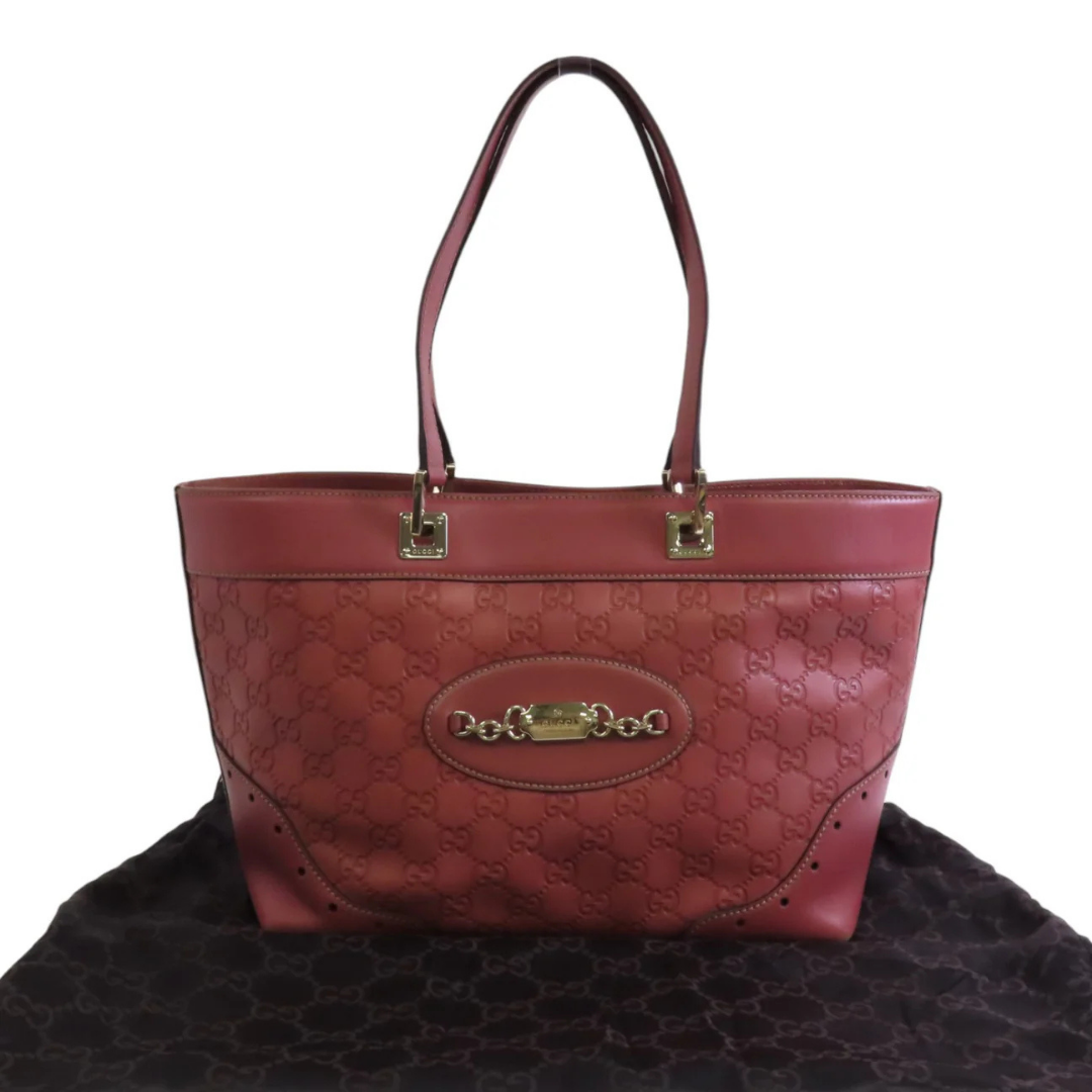 Gucci GG Tote Bag Leather Pink