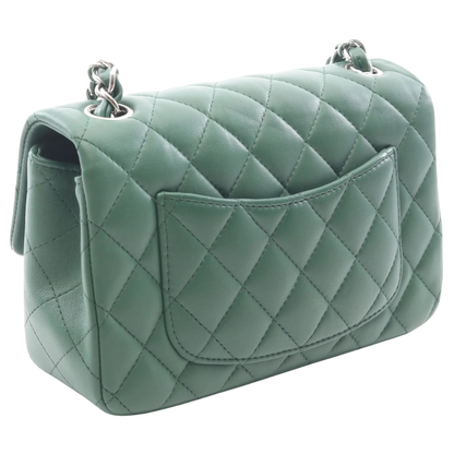 Chanel Mini Matelasse 20 Bag Vintage Lambskin Green Silver Hardware