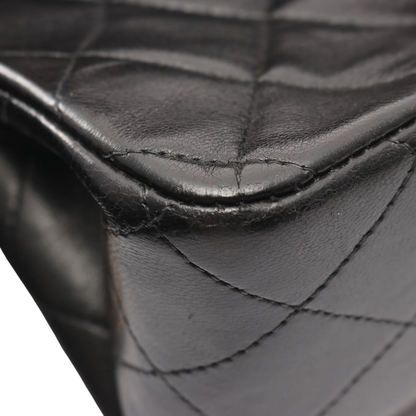 Chanel Classic Flap Bag Vintage Medium Lambskin Black Gold Hardware