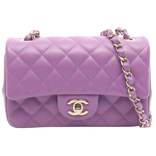 Chanel Matelasse Mini 20 Bag Vintage Purple Gold Hardware