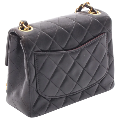 Chanel Shoulder Vintage Bag Mini Lambskin Black Gold Hardware