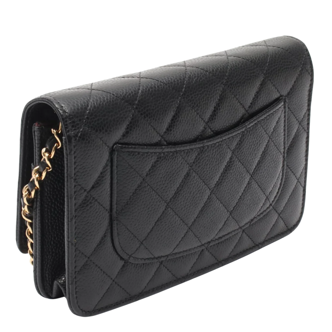 Chanel Wallet On Chain Vintage Bag Caviar Black Gold Hardware