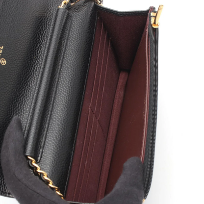 Chanel Wallet On Chain Vintage Bag Caviar Black Gold Hardware