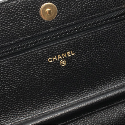 Chanel Wallet On Chain Vintage Bag Caviar Black Gold Hardware