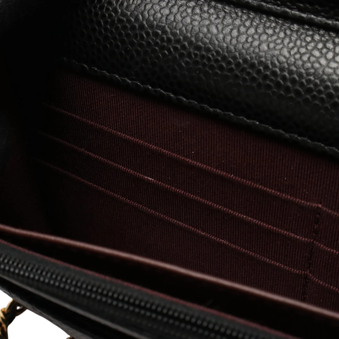 Chanel Wallet On Chain Vintage Bag Caviar Black Gold Hardware