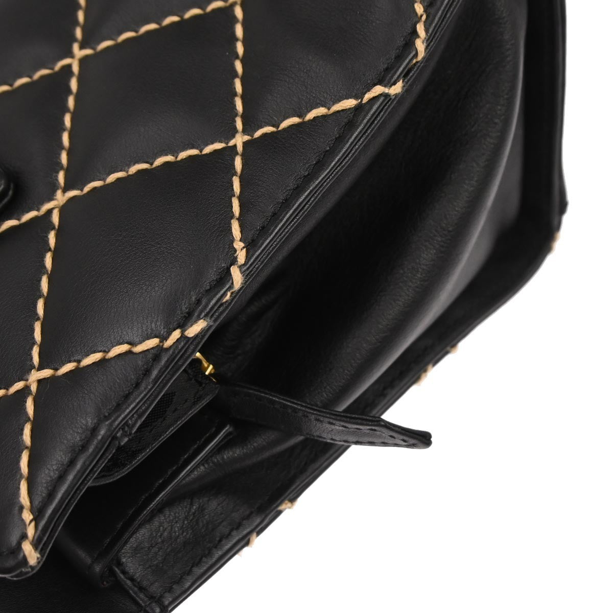 Chanel Surpique Tote Quilted Leather Vintage Bag Black Gold Hardware Medium