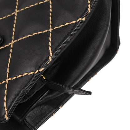 Chanel Surpique Tote Quilted Leather Vintage Bag Black Gold Hardware Medium