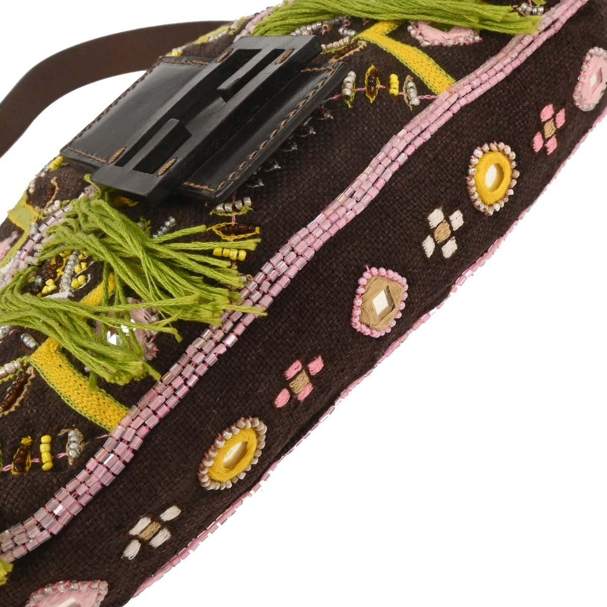 Fendi Baguette Embellished Denim Medium Vintage Bag