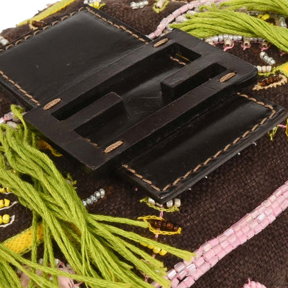 Fendi Baguette Embellished Denim Medium Vintage Bag