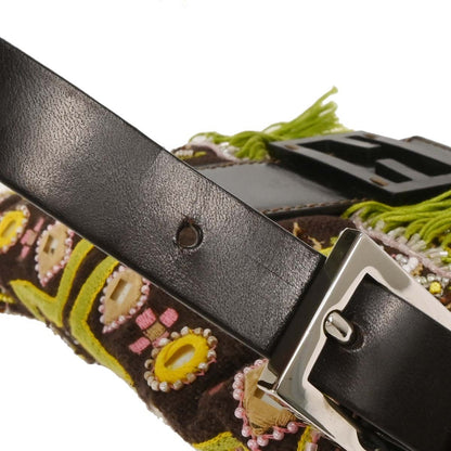 Fendi Baguette Embellished Denim Medium Vintage Bag