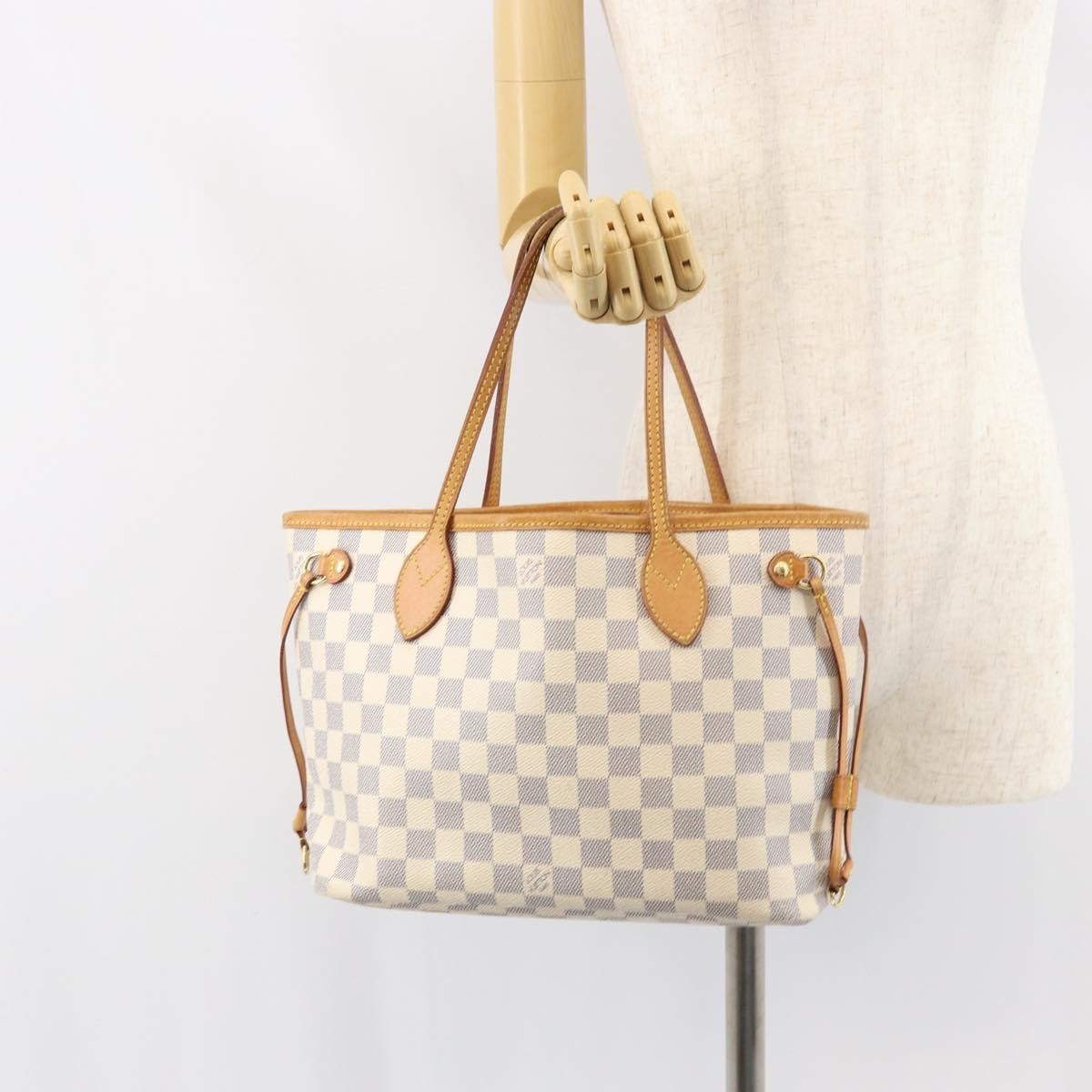 Louis Vuitton Neverfull PM Tote Vintage Bag Damier Beige