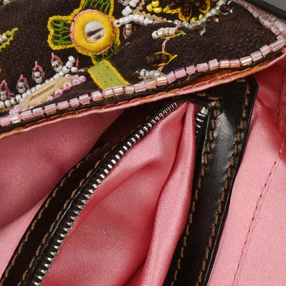 Fendi Baguette Embellished Denim Medium Vintage Bag