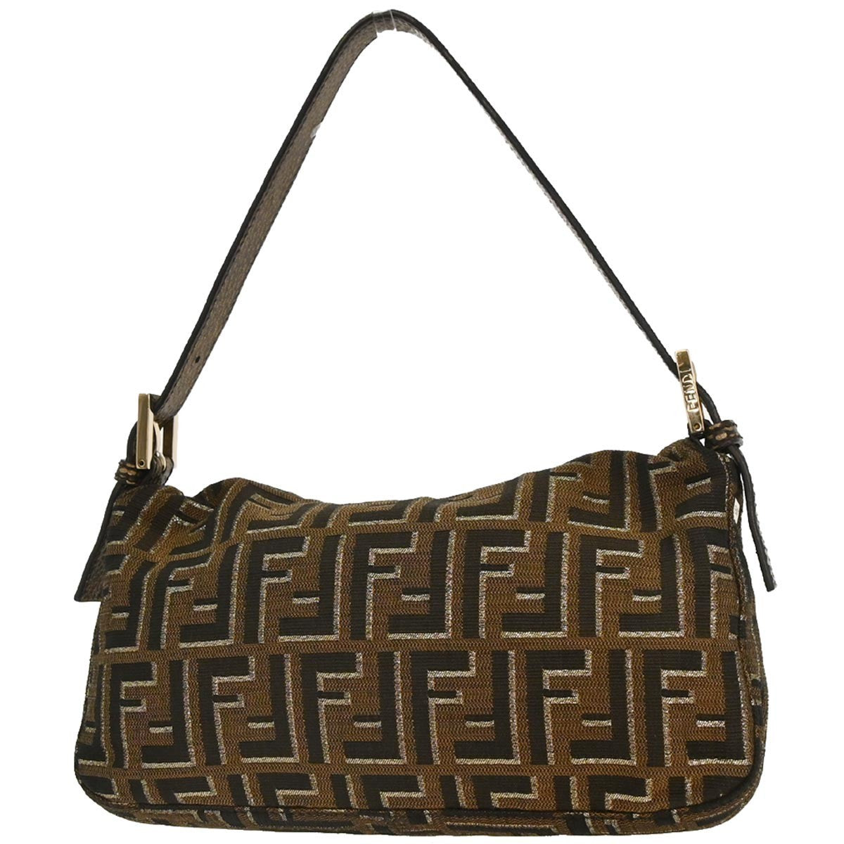 Fendi Zucca Baguette Vintage Bag Brown Black Embroidered Leather
