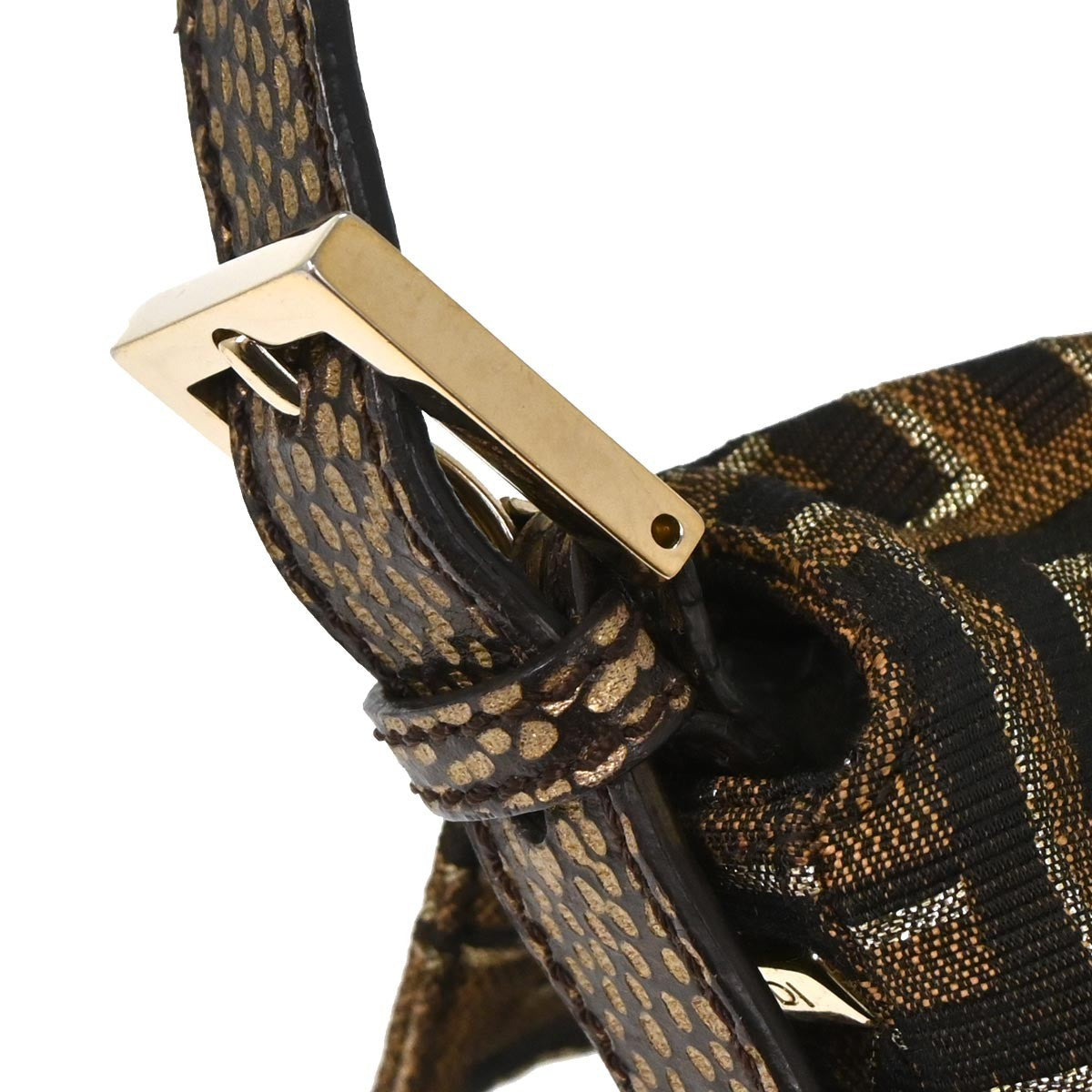 Fendi Zucca Baguette Vintage Bag Brown Black Embroidered Leather